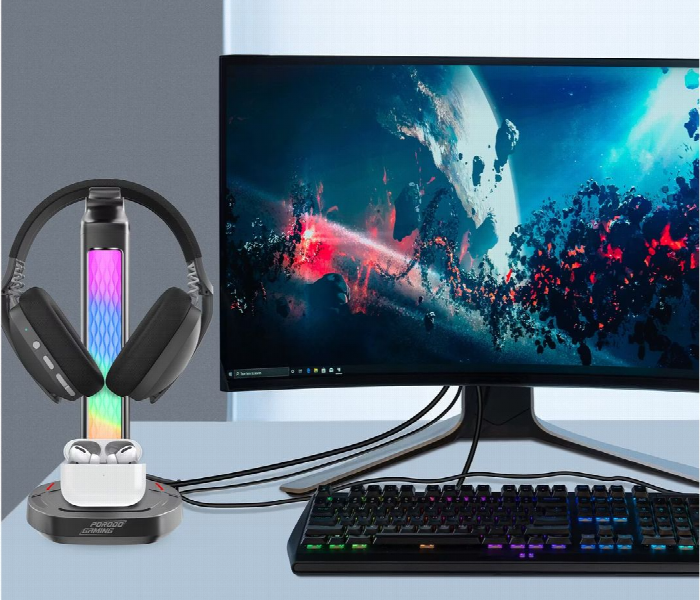 Porodo Gaming Rgb Headphone Stand With Wireless Charging - Zoom Image 4