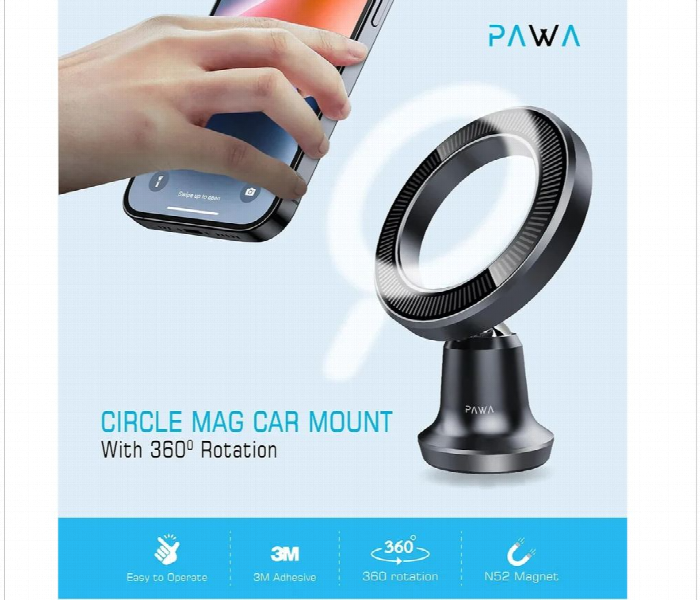 Pawa Circle Magnetic Car Mount With 360 Degree Rotation - Zoom Image 3