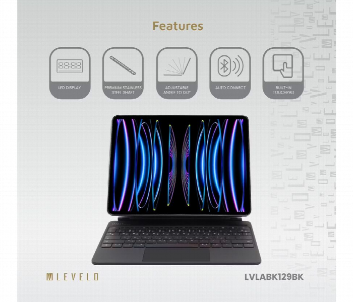 Levelo Aeroboard Saffanio Leather Wireless Keyboard For Ipad Pro 12.9 Inch - Zoom Image 2