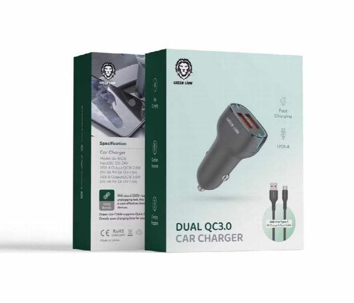 Green Lion Dual 36W Car Charger With Usb A To Type C Cable - Zoom Image 2