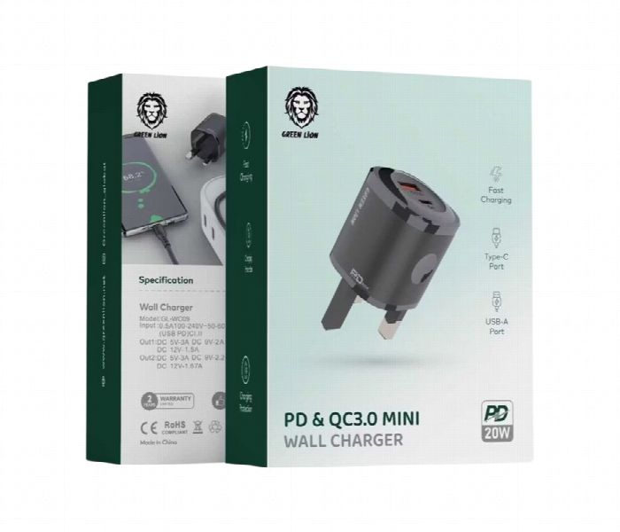 Green Lion Mini Wall Charger Pd 20W With Type C To Lightning Cable - Zoom Image 2