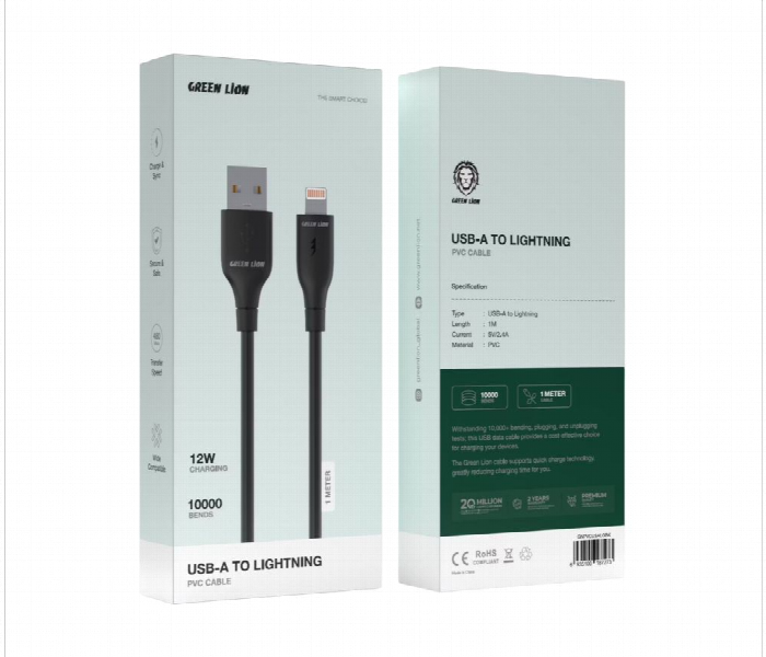 Green Lion Usb A To Lightning Pvc Cable 1M - Zoom Image 2