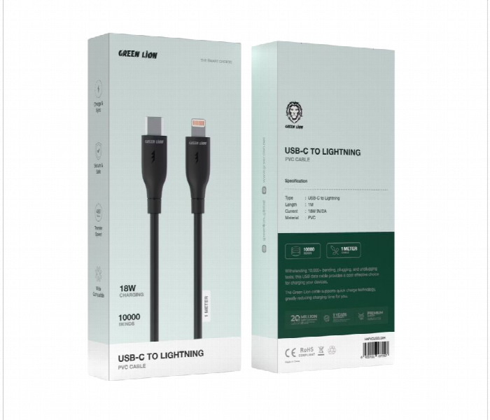Green Lion Usb C To Lightning Pvc Cable 1M - Zoom Image 2