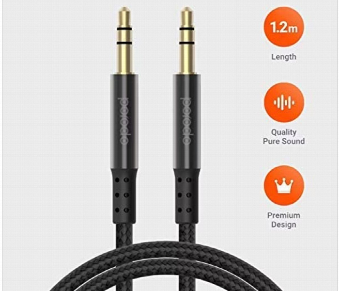 Porodo Metal Braided Aux Cable 1.2M - Zoom Image 3