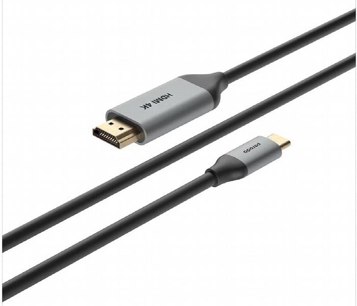 Porodo Type C To 4K Hdmi Cable 2M 6.6Ft Gray - Zoom Image 2