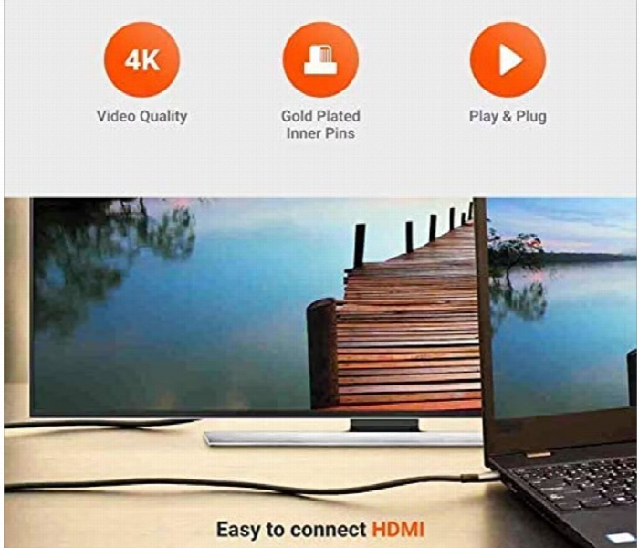 Porodo Type C To 4K Hdmi Cable 2M 6.6Ft Gray - Zoom Image 6