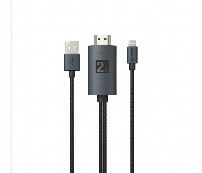 Porodo Braided 2K Hdmi Lightning Cable 2M - Zoom Image 2