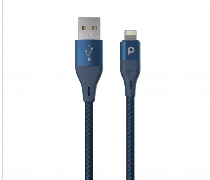 Porodo Aluminum Braided Lightning Cable 1.2M 2.4A Blue - Zoom Image 2