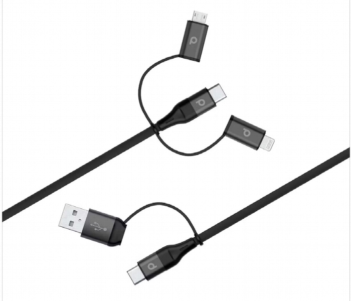 Porodo Aluminum Braided Cable 1.2M 2.4A Lightning Micro Usb Type C Usb A - Zoom Image 1
