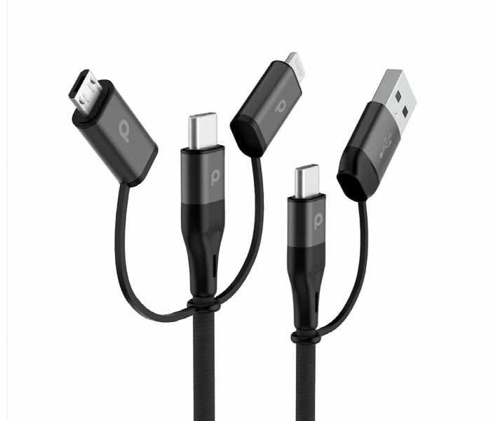 Porodo Aluminum Braided Cable 1.2M 2.4A Lightning Micro Usb Type C Usb A - Zoom Image 2