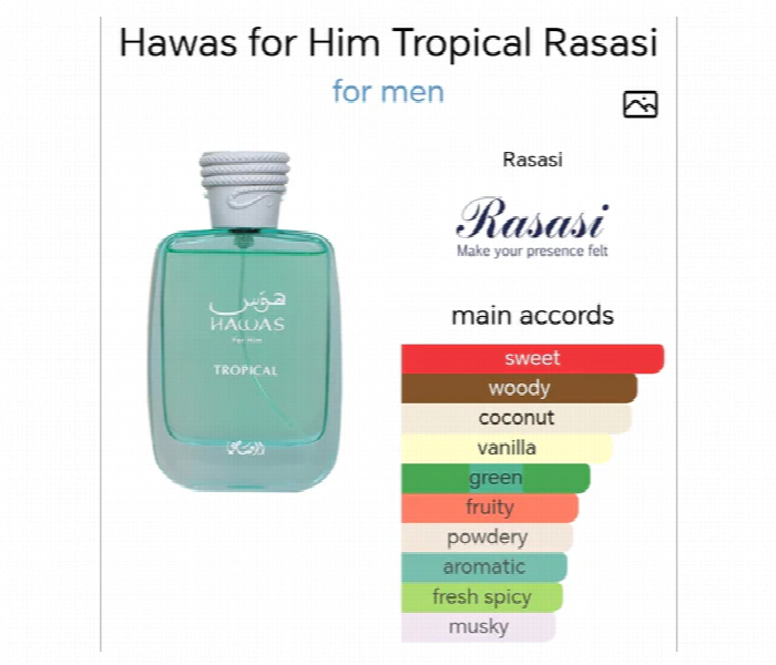Rasasi Hawas Tropical Edp Perfume 100Ml For Men - Zoom Image 3