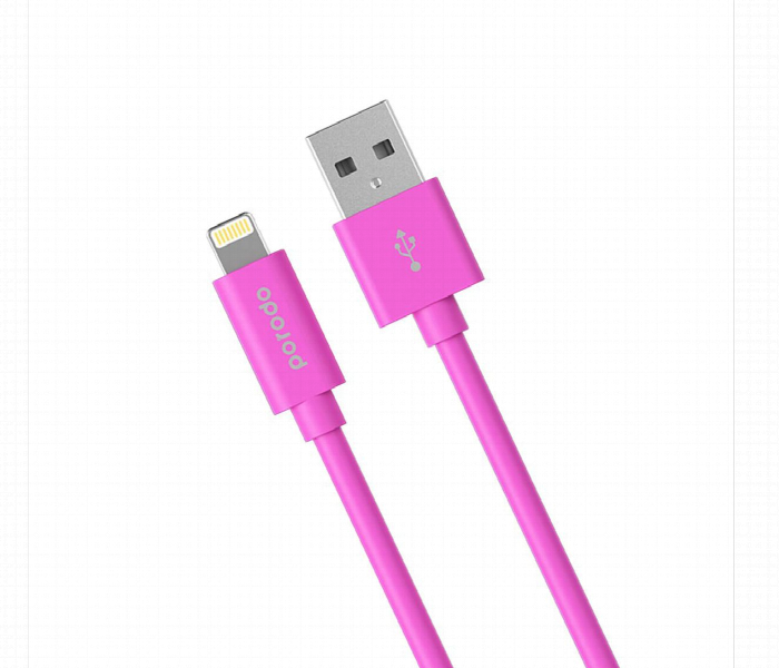 Porodo Pvc Lightning Cable 1.2M 2.4A Pink - Zoom Image 1