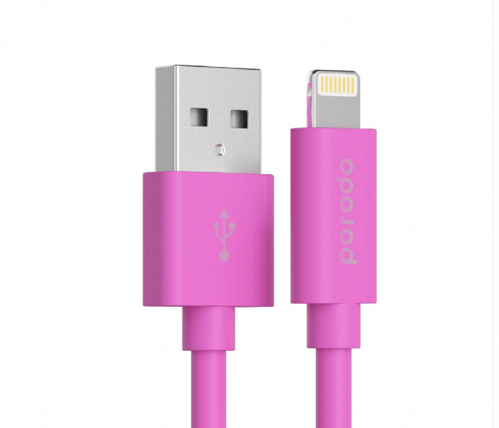 Porodo Pvc Lightning Cable 1.2M 2.4A Pink - Zoom Image 2