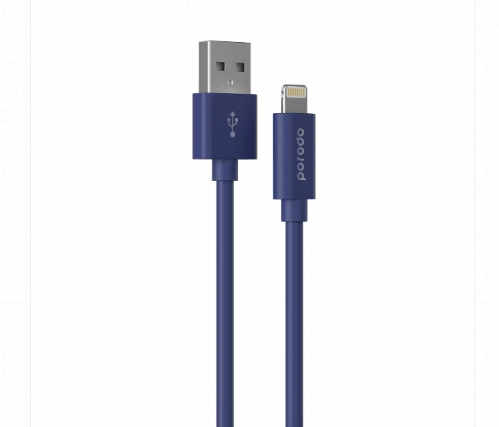 Porodo Pvc Lightning Cable 1.2M 2.4A Blue - Zoom Image 2
