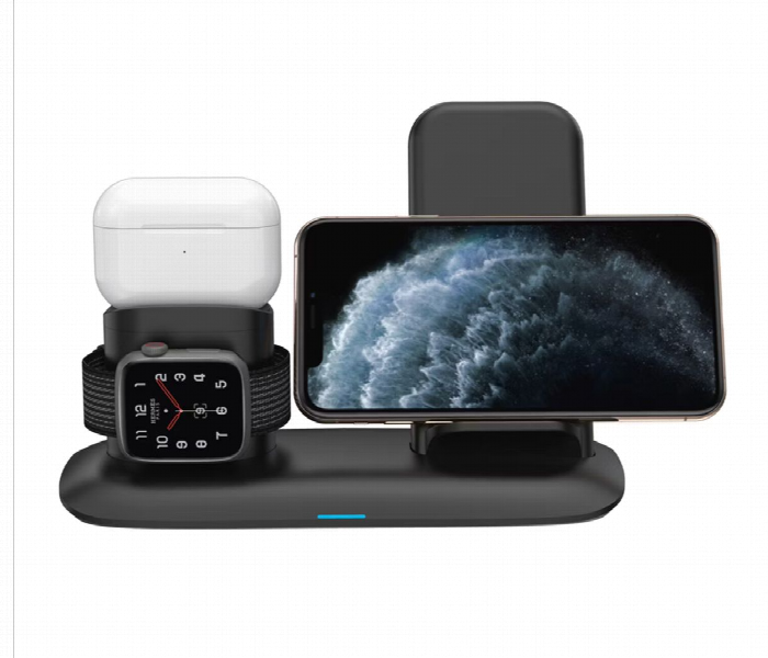 Porodo 4 In 1 Charging Station 7.5W 10W For Iphone Apple Watch Airpods Black - Zoom Image 3