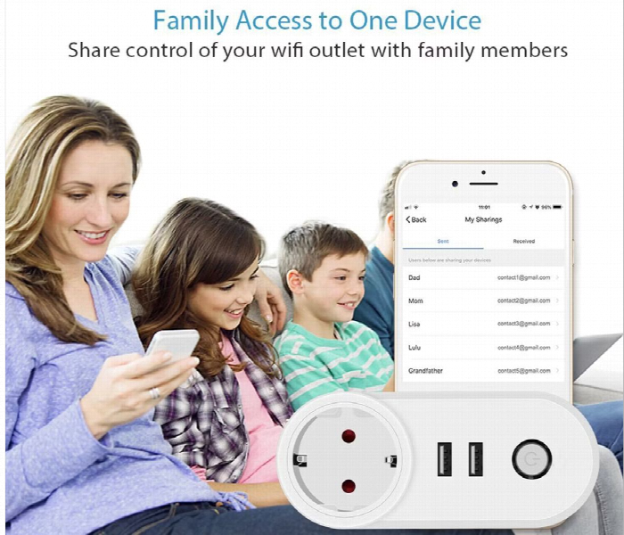 Porodo Smart Wifi Plug With Usb Charger White - Zoom Image 5