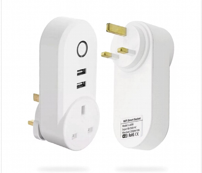 Porodo Smart Wifi Plug With Usb Charger White - Zoom Image 2