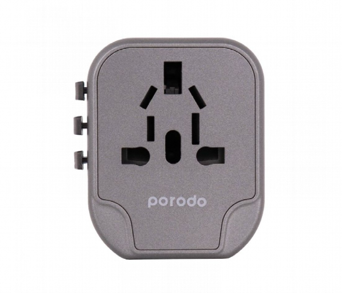 Porodo Dual Usb Port Universal Travel Adapter 2.4A Black - Zoom Image 2