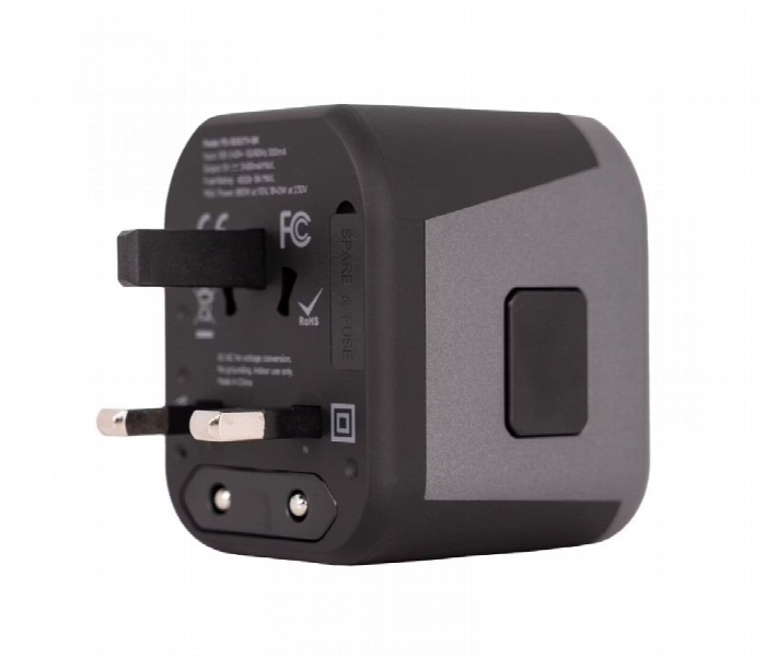 Porodo Dual Usb Port Universal Travel Adapter 2.4A Black - Zoom Image 3
