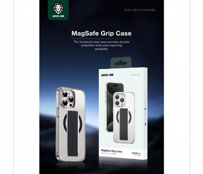 Green Lion Magsafe Grip Case For Iphone 15 Pro Max  Black - Zoom Image 2