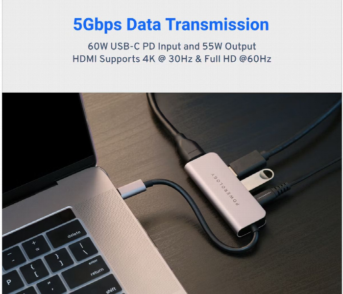 Powerology 4 In 1 Usb C Hub With Hdmi And Usb 3.0 - Zoom Image 4