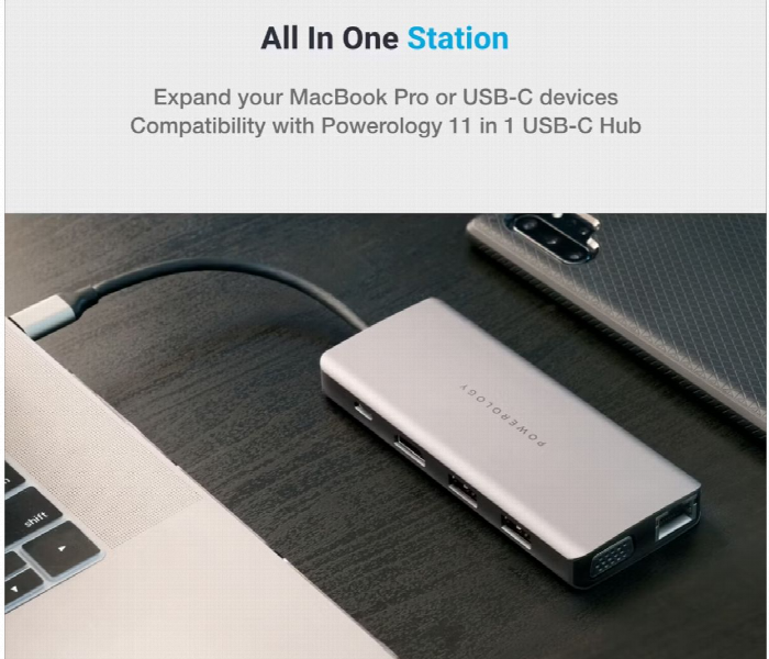 Powerology 11 In 1 Usb C Hub Gray - Zoom Image 3