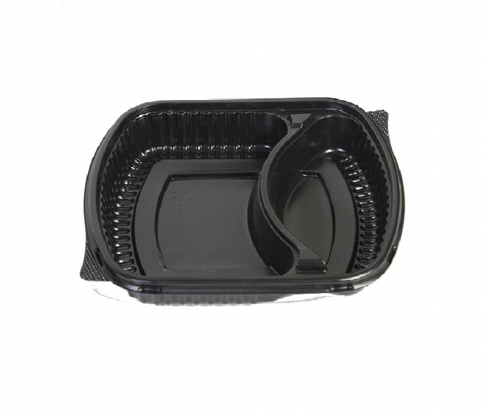 Q Pac Micro Black Base 2 Compartment  With Lid  1X250 Pieces  Mb2Cblackwhs - Zoom Image