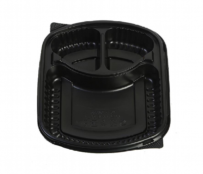 Q Pac Micro Black Base 3 Compartment  With Lid 1X250 Pieces  Mb3Cblackwhs - Zoom Image