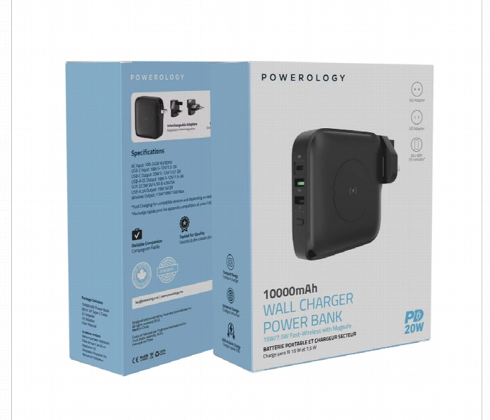 Powerology Magsafe Wall Charger 10000Mah Pd 20W Black - Zoom Image 6