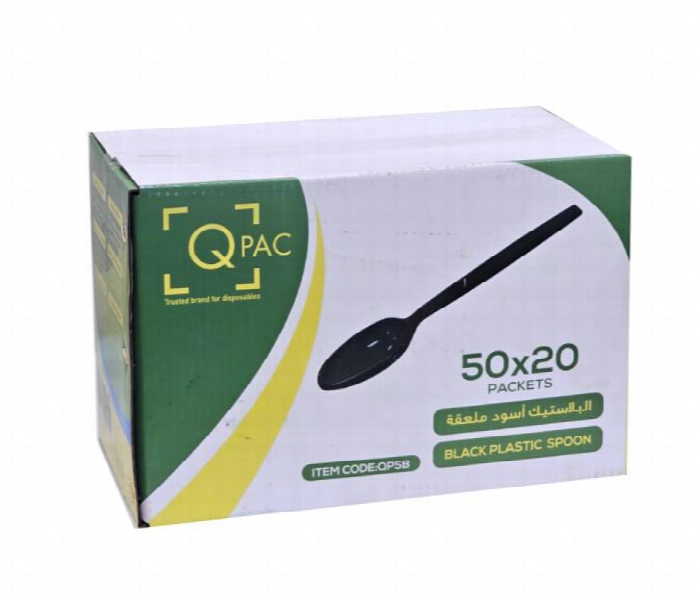 Q Pac Plastic Spoon Black Hd 1X1000 Pieces  Psblackhd - Zoom Image