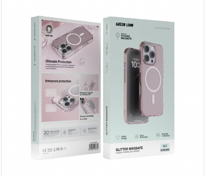 Green Lion Glitter Magsafe Case For Iphone 16 Pro Max  Pink - Zoom Image 2