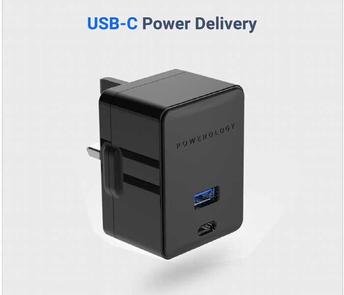 Powerology Dual Port Ultra Quick Pd Charger 36W With Type C Cable 1.2M Black - Zoom Image 4