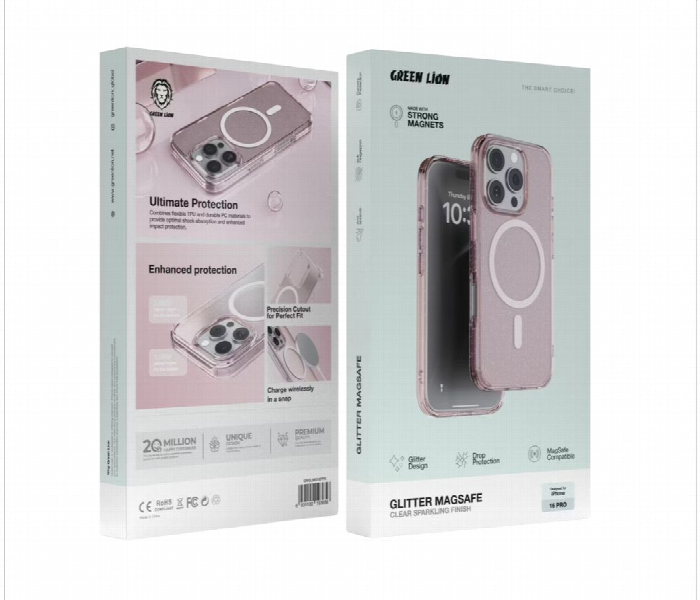Green Lion Glitter Magsafe Case Iphone 16 Pro Pink - Zoom Image 2