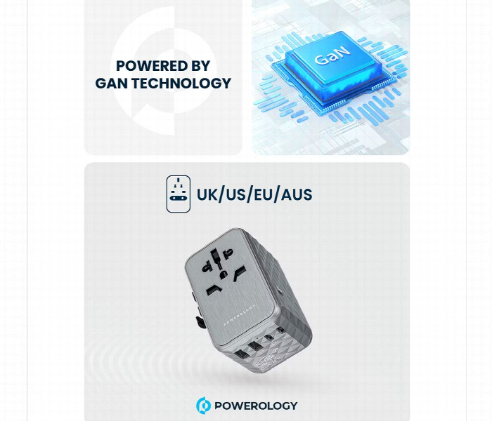 Powerology 65W Pd Universal Multi Port Travel Adapter Gray - Zoom Image 4