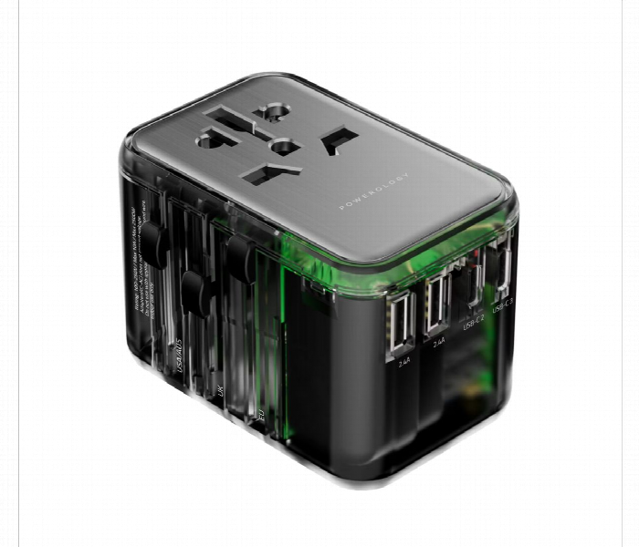 Powerology 65W Pd Universal Multi Port Travel Adapter Transparent Gray - Zoom Image 2