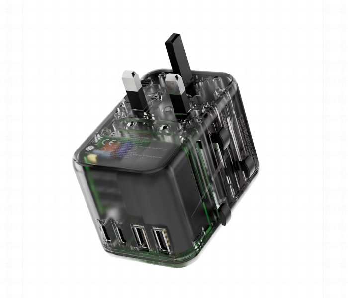 Powerology 65W Pd Universal Multi Port Travel Adapter Transparent Gray - Zoom Image 3