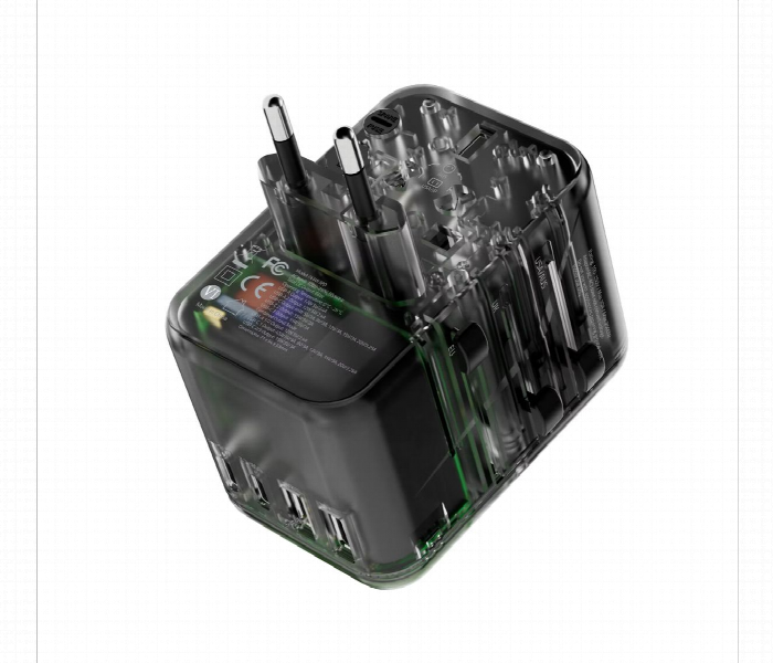 Powerology 65W Pd Universal Multi Port Travel Adapter Transparent Gray - Zoom Image 4