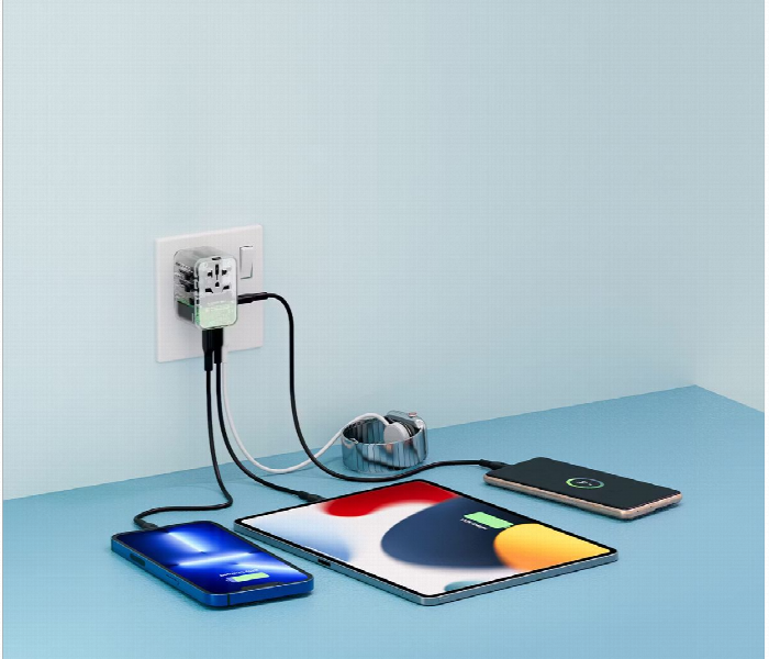 Powerology 65W Pd Universal Multi Port Travel Adapter Transparent - Zoom Image 5
