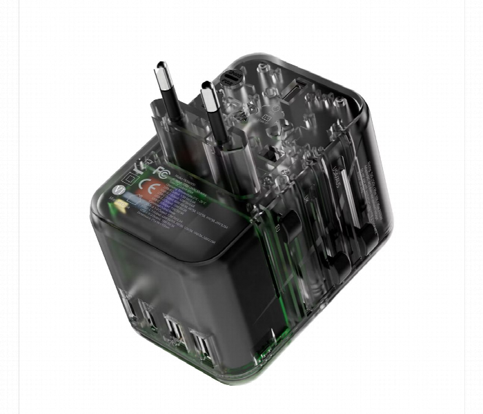 Powerology 65W Pd Universal Multi Port Travel Adapter Transparent - Zoom Image 2