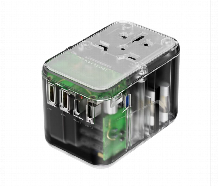 Powerology 65W Pd Universal Multi Port Travel Adapter Transparent - Zoom Image 1