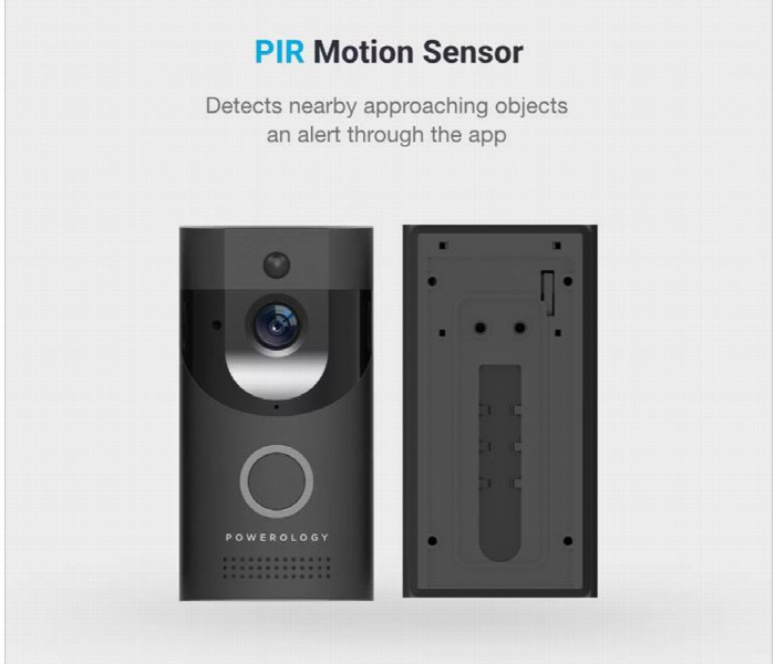 Powerology Smart Video Doorbell Black - Zoom Image 3