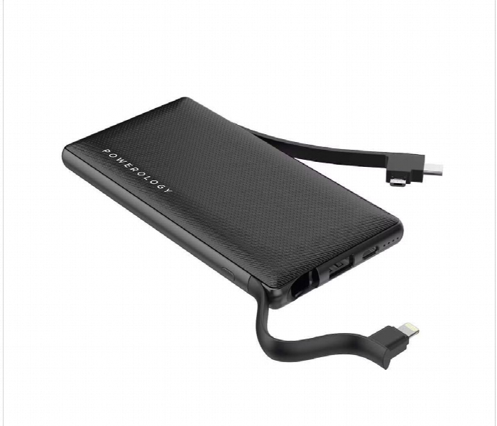 Powerology 6 In 1 Power Bank Station 10000Mah 2.1A With Built In Cable Black - Zoom Image 3