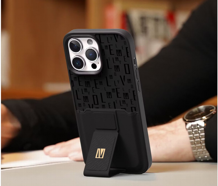 Levelo Morphix Gripstand Case With Cardholder For Iphone 16 Pro Max Black - Zoom Image 5