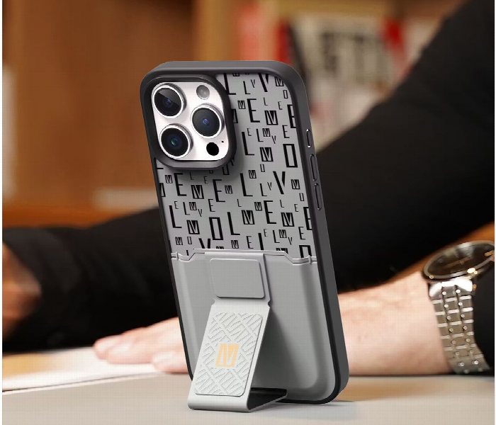 Levelo Morphix Gripstand Case With Cardholder For Iphone 16 Pro Max Grey - Zoom Image 3