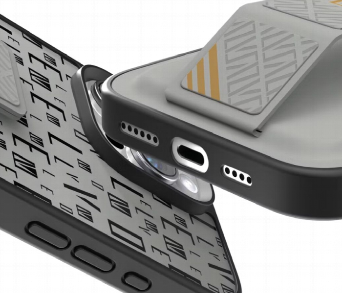 Levelo Morphix Gripstand Case With Cardholder For Iphone 16 Pro Max Grey - Zoom Image 4