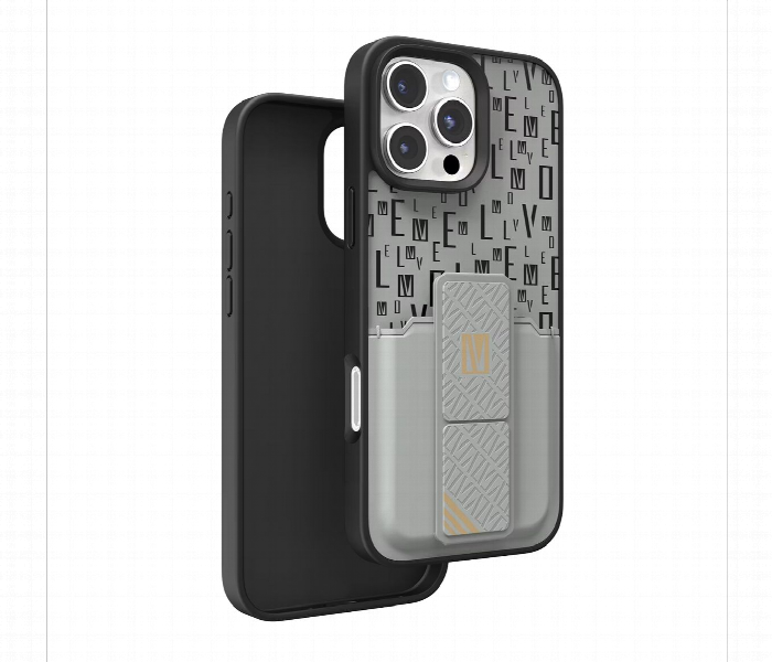Levelo Morphix Gripstand Case With Cardholder For Iphone 16 Pro Max Grey - Zoom Image 1