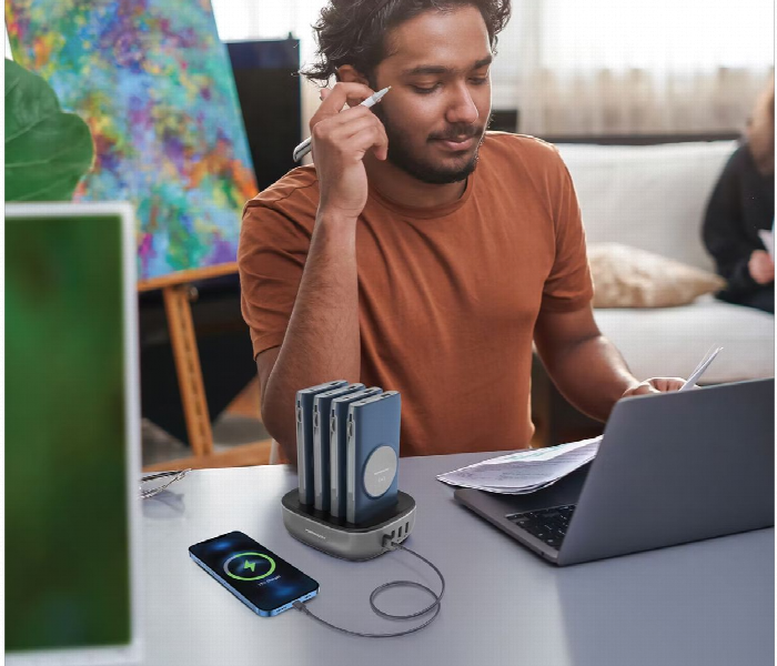 Powerology 4 In 1 Station 10000Mah 20W Wireless Power Bank Blue - Zoom Image 5