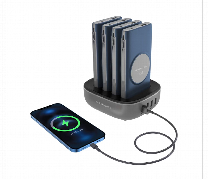Powerology 4 In 1 Station 10000Mah 20W Wireless Power Bank Blue - Zoom Image 4