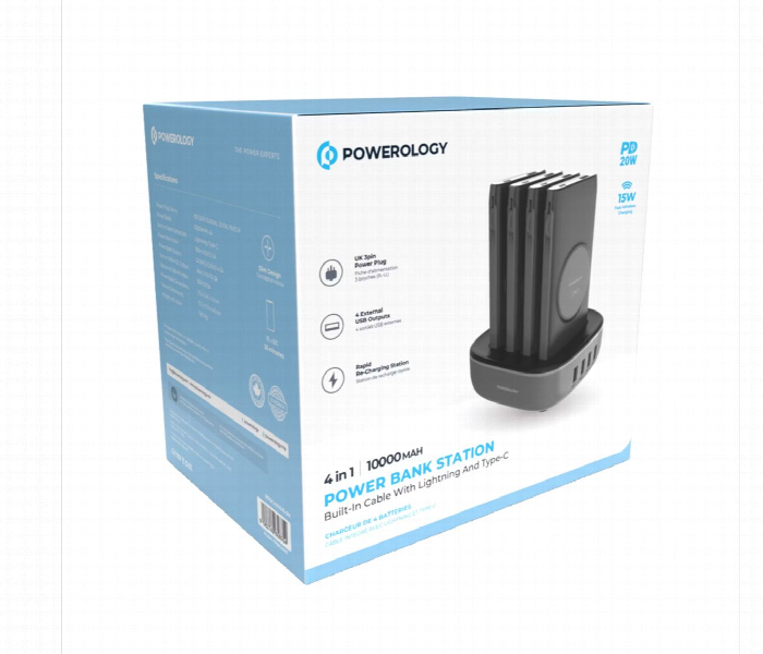 Powerology 4In1 Station 10000Mah 20W Wireless Power Bank Black - Zoom Image 6