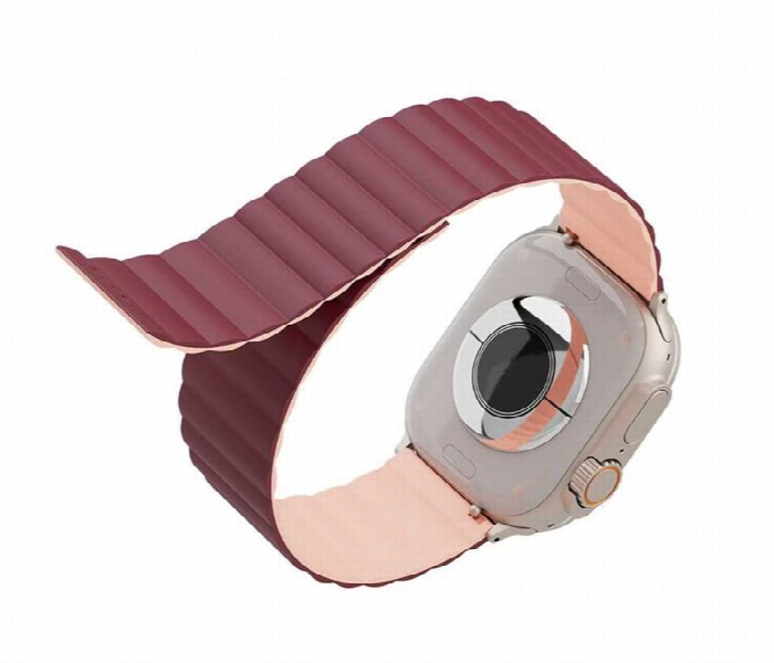 Levelo Cosmo Magnet Silicone Watch Band For Apple Watch  Pink Or Burgundy - Zoom Image 2